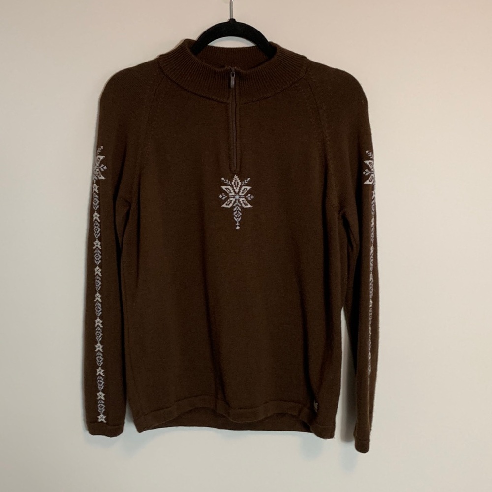 Dale of Norway Wool 1/4 Zip Sweater Brown Size Large